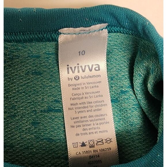 Lululemon Ivivva Short & Long Sleeve Blue Active Top M/10 - Picture 4 of 5